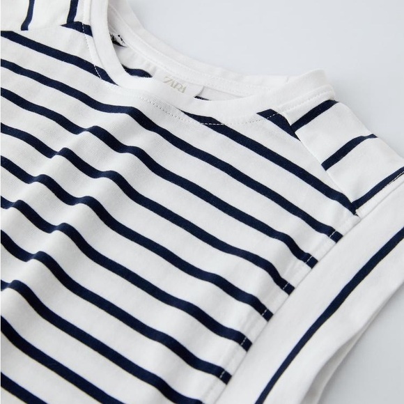 Zara Striped T-Shirt With Tab - Picture 3 of 11